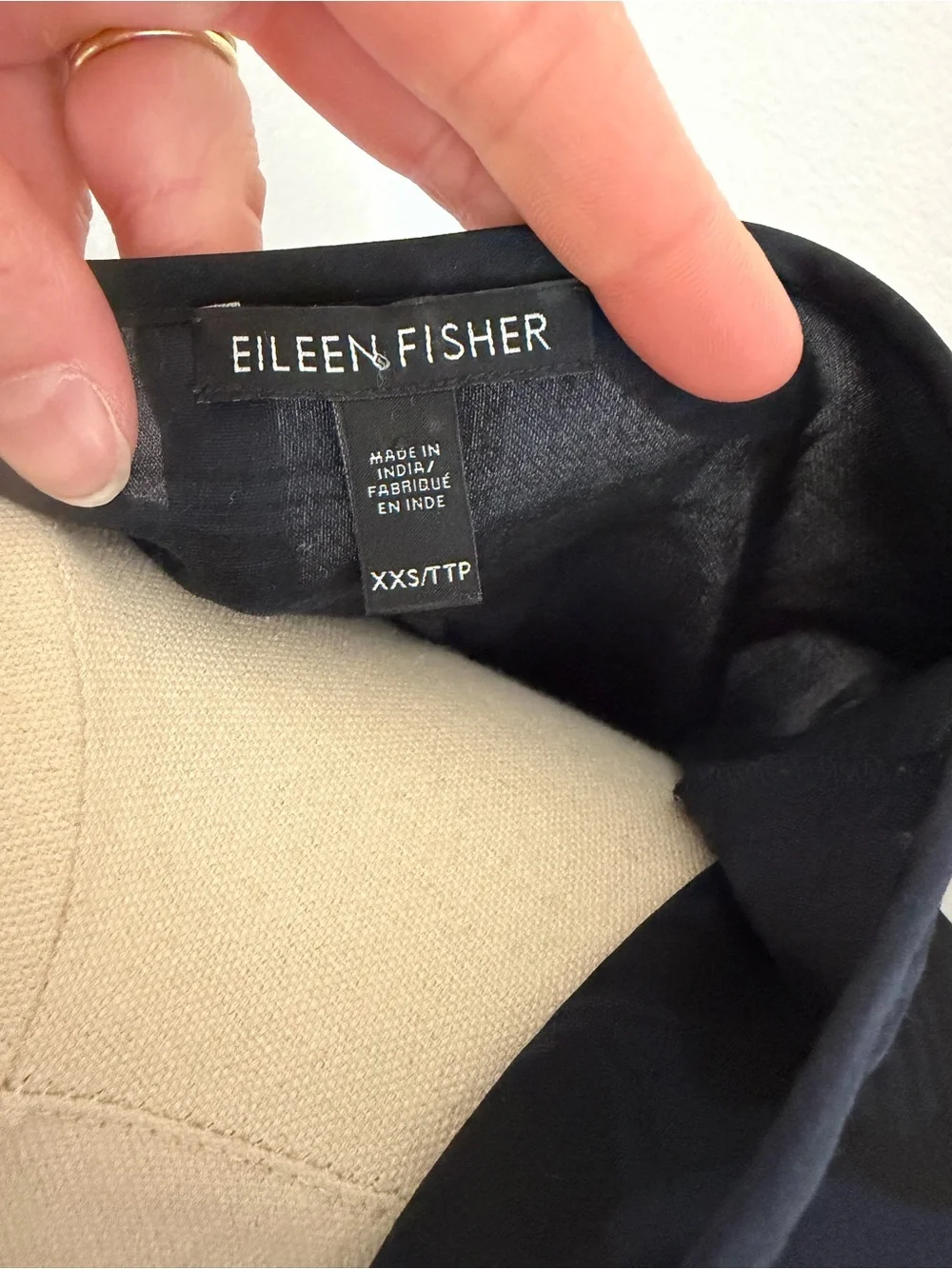 Eileen Fisher Midnight Navy Short-Sleeve Split-Neck Blouse Cotton‎ / Silk XXS - Picture 3 of 5